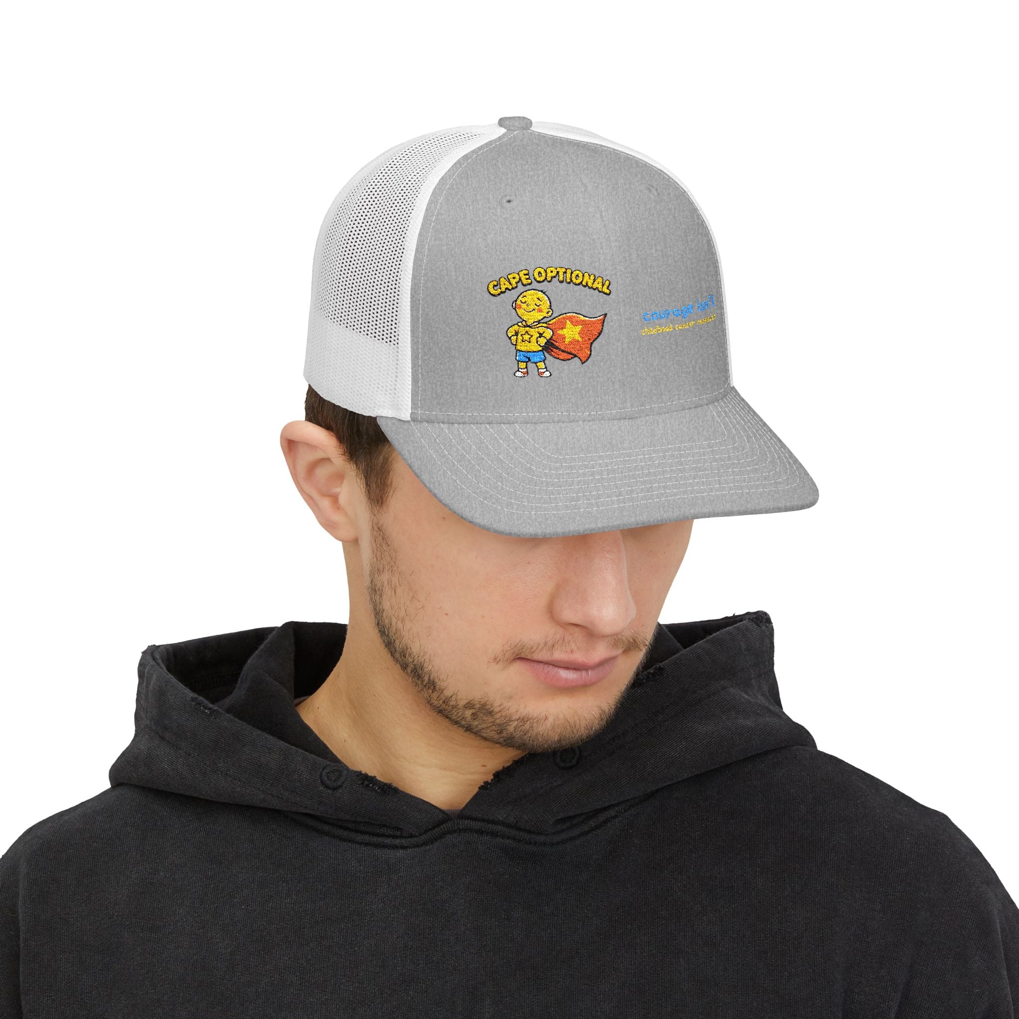 Cape Optional — Kids Cancer Awareness Trucker Hat