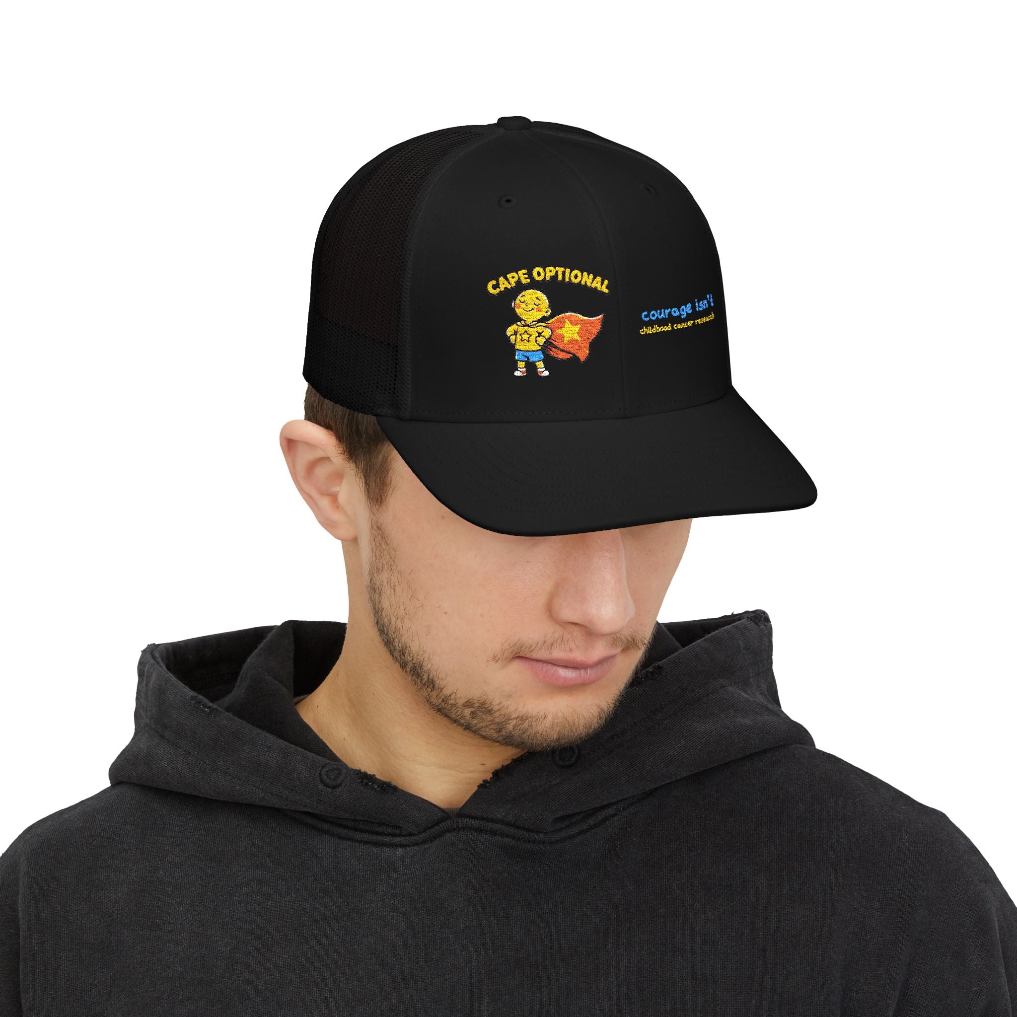 Cape Optional — Kids Cancer Awareness Trucker Hat